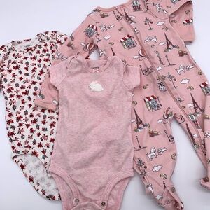 Baby Girl Bundle Pink Onesie Paris Sleeper 6-9 Months